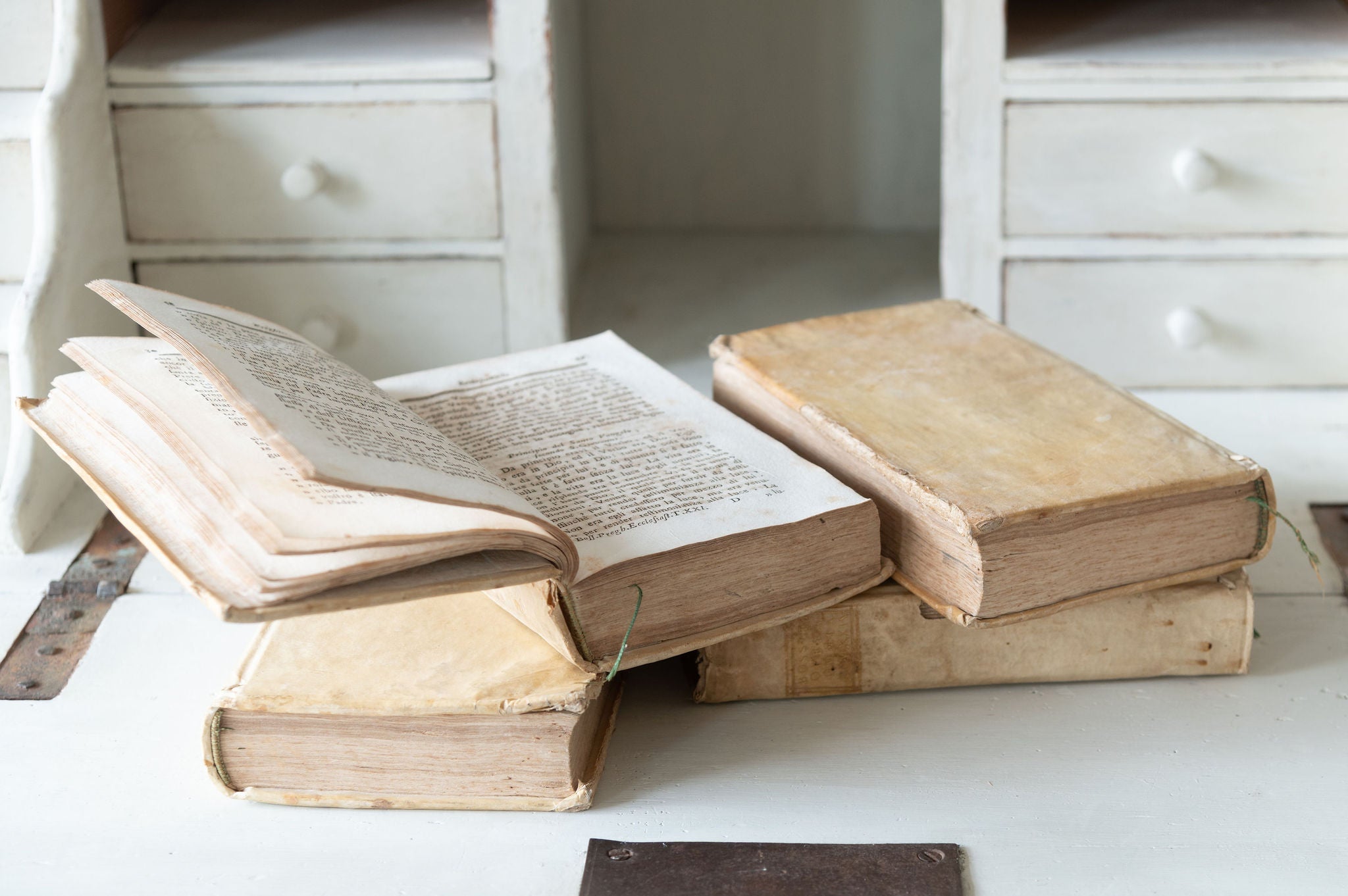 Collection antique 18th century Italian Vellum books