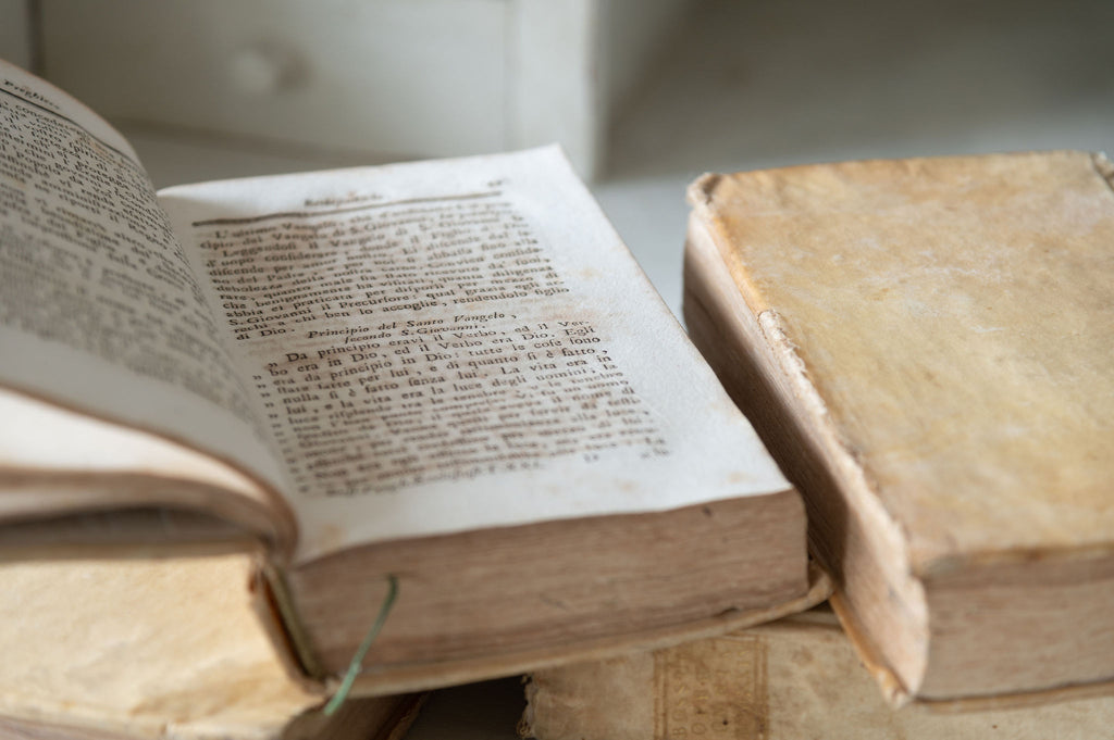 Collection antique 18th century Italian Vellum books
