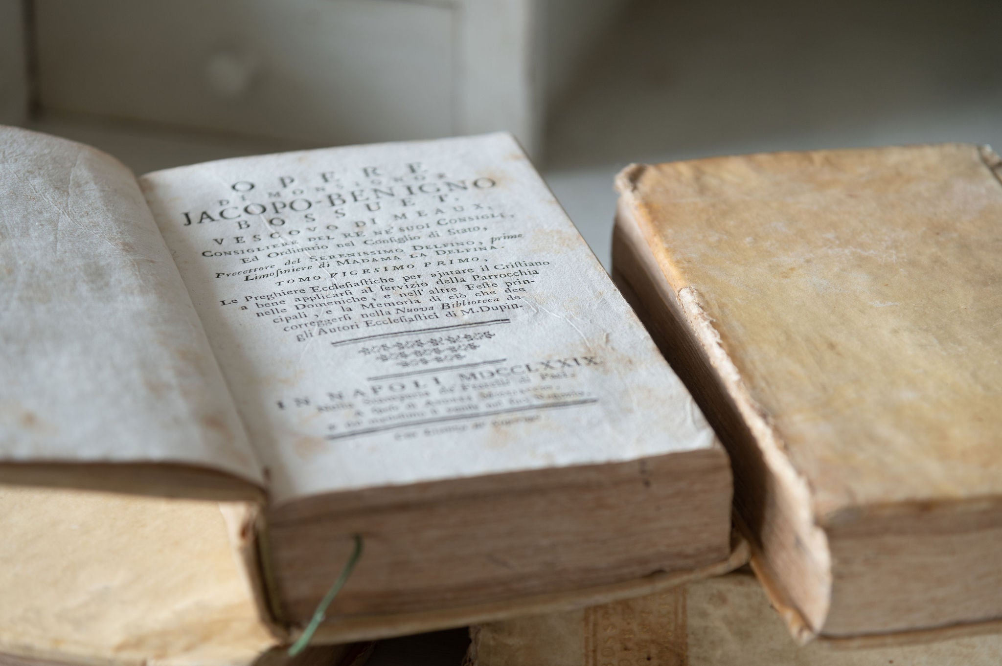 Collection antique 18th century Italian Vellum books