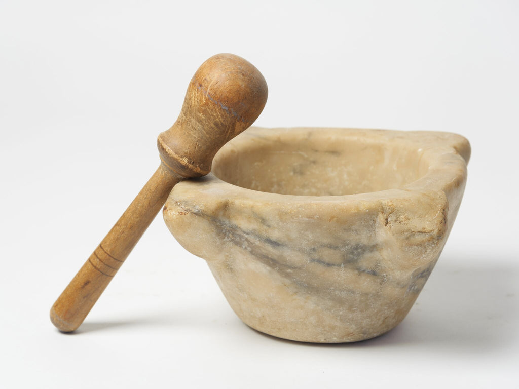 Antique 18th Century French Mortars with Wooden Pestles