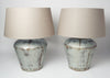 Beautiful Pair Large Metal Table Lamps with Linen Shades