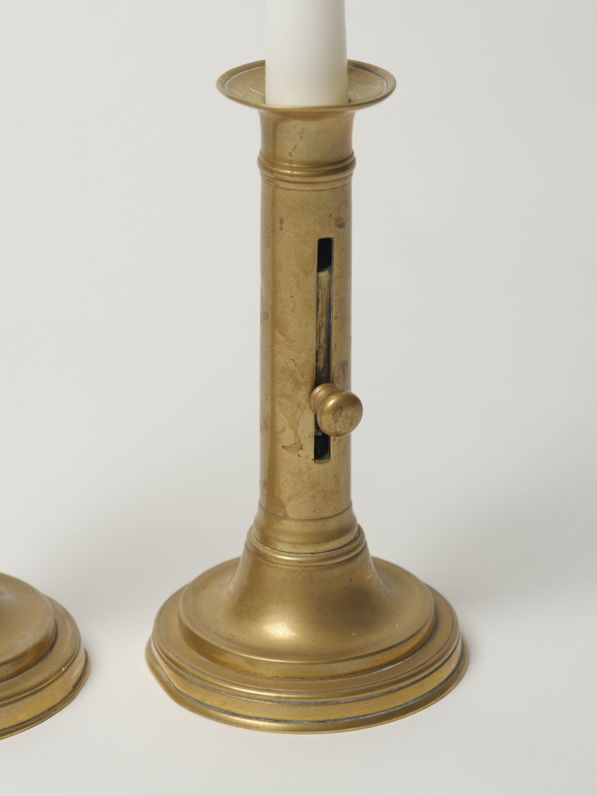 Pair Antique Swedish Brass push up Candlesticks – Decorative