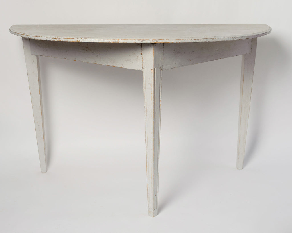 Antique Swedish Demi lune console table, later paint