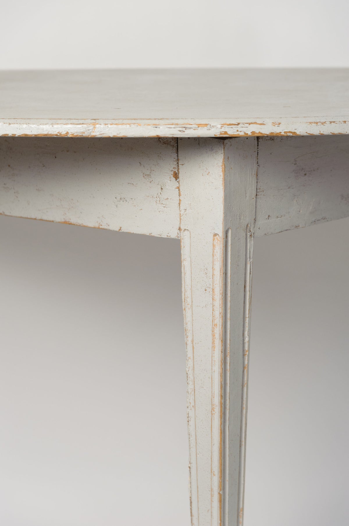 Antique Swedish Demi lune console table, later paint