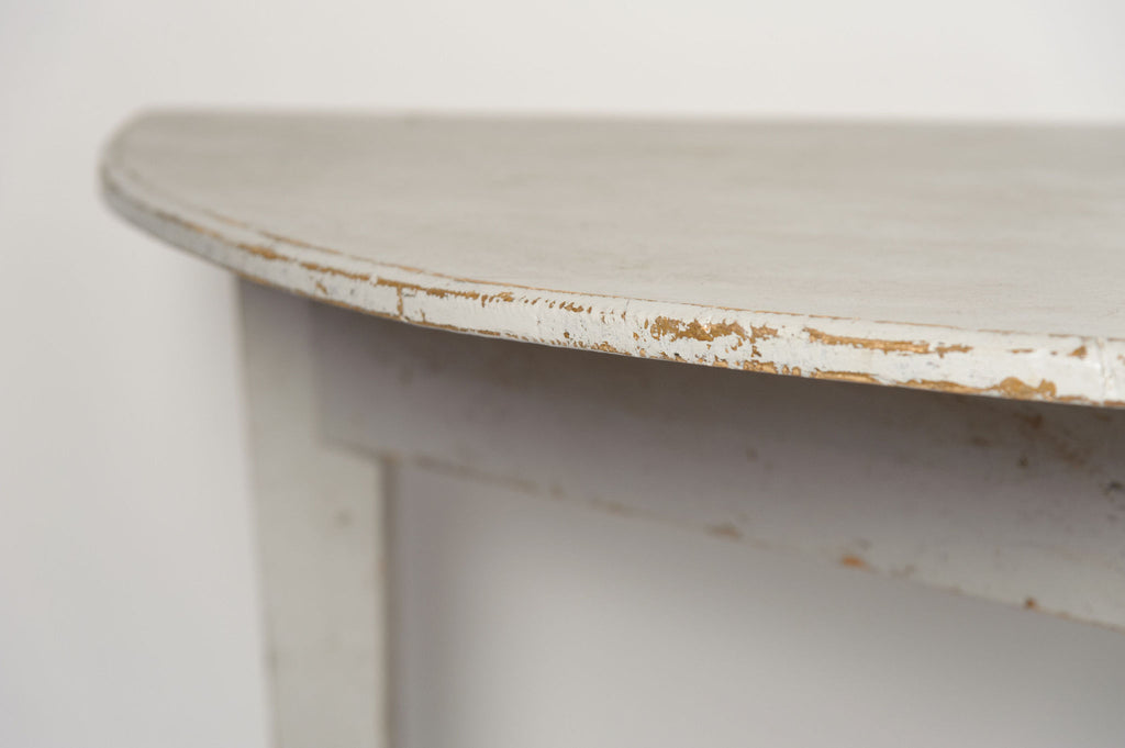 Antique Swedish Demi lune console table, later paint