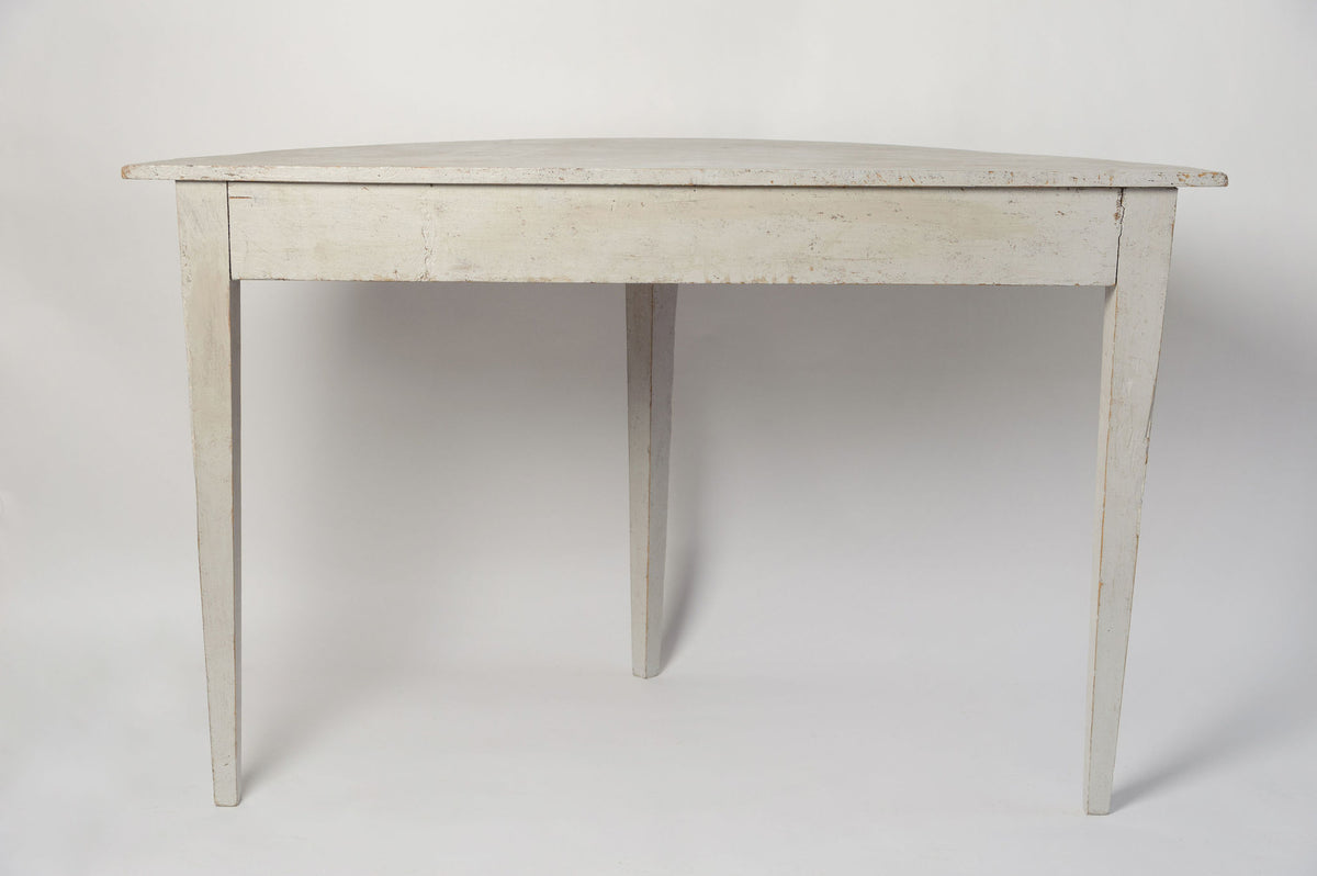 Antique Swedish Demi lune console table, later paint