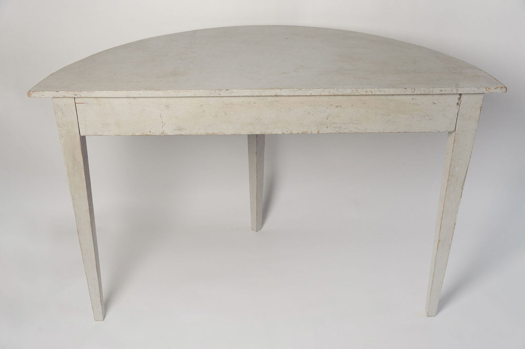 Antique Swedish Demi lune console table, later paint
