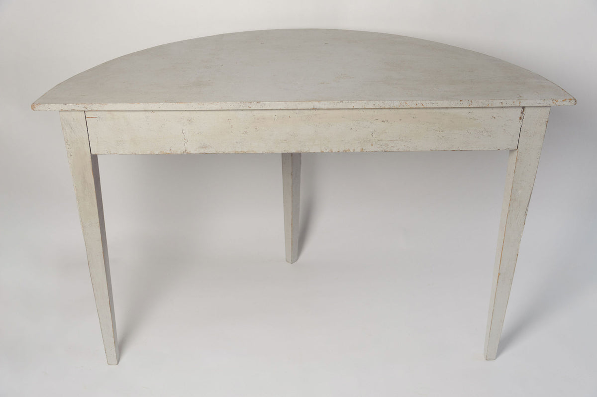 Antique Swedish Demi lune console table, later paint