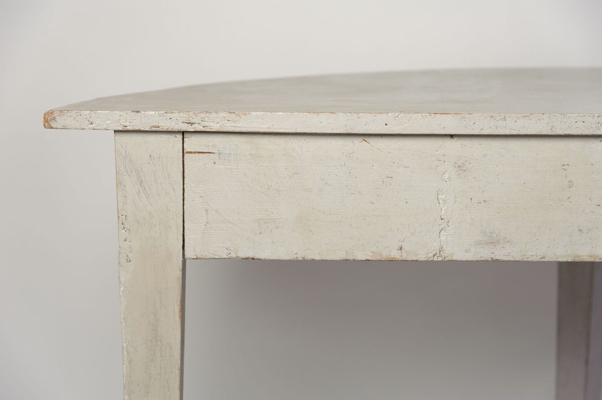 Antique Swedish Demi lune console table, later paint