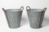 Vintage Olive galvanised metal baskets