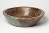 Antique Indian teak bowl with metal repairs