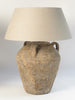Huge Textured Jar Table Lamp with beige linen shade