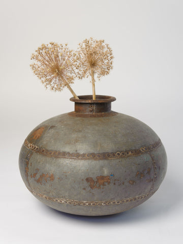 Handcrafted Metal Indian Water Vessel