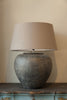 Pair Huge Terracotta Jar Table Lamps with Linen lampshades - Decorative Antiques UK  - 2