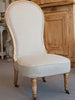 Pretty Antique French Gilt framed Low chair reupholstered in Beige Linen - Decorative Antiques UK  - 1