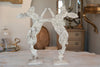 Gorgeous Pair Aged Metal Boxing Hares on Stands - Decorative Antiques UK  - 2