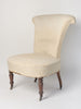 Antique French Scroll Back Slipper Chair, original calico