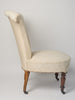 Antique French Scroll Back Slipper Chair, original calico