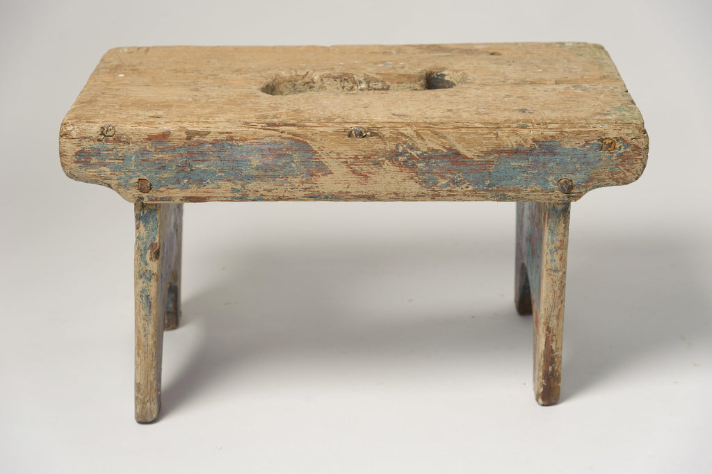 Antique Swedish Milking Stool, original paint
