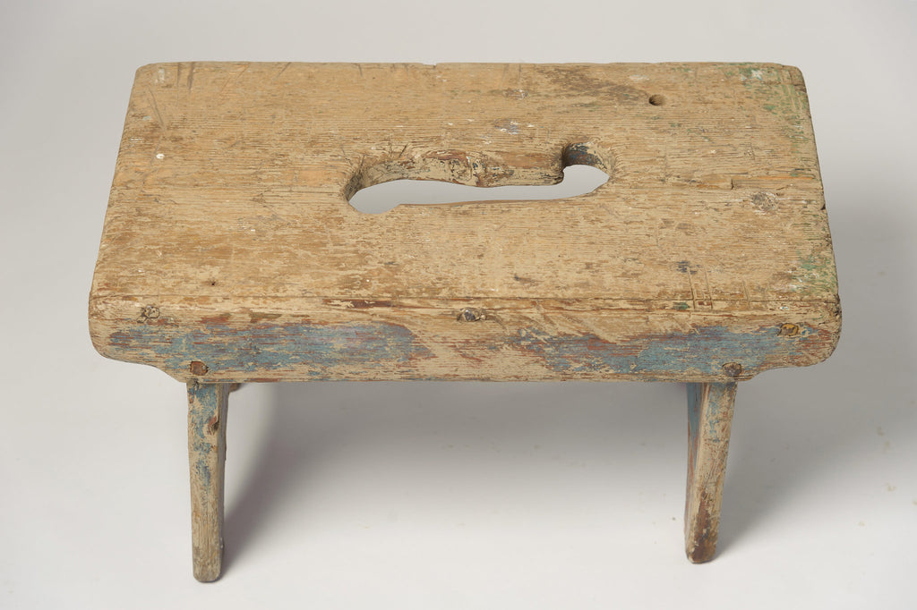 Antique Swedish Milking Stool, original paint