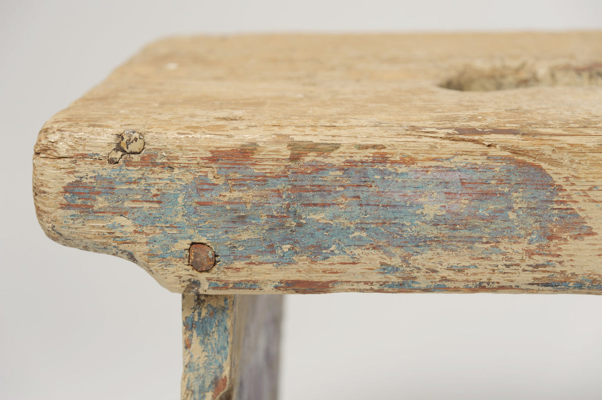 Antique Swedish Milking Stool, original paint