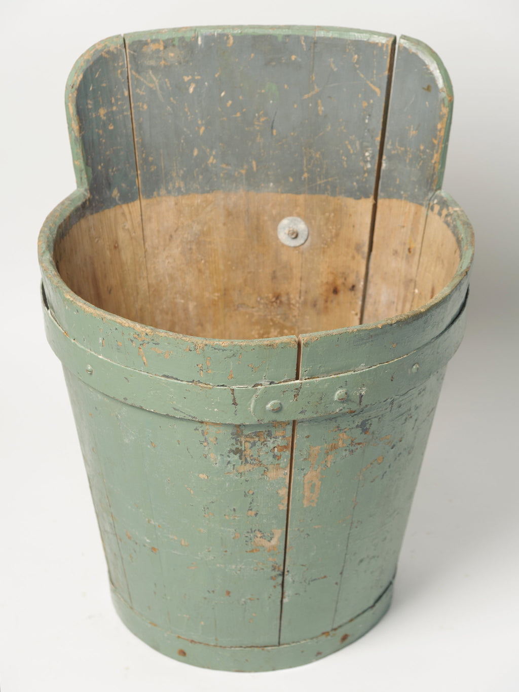 Amazing Antique French Wooden Grape Hopper with leather straps