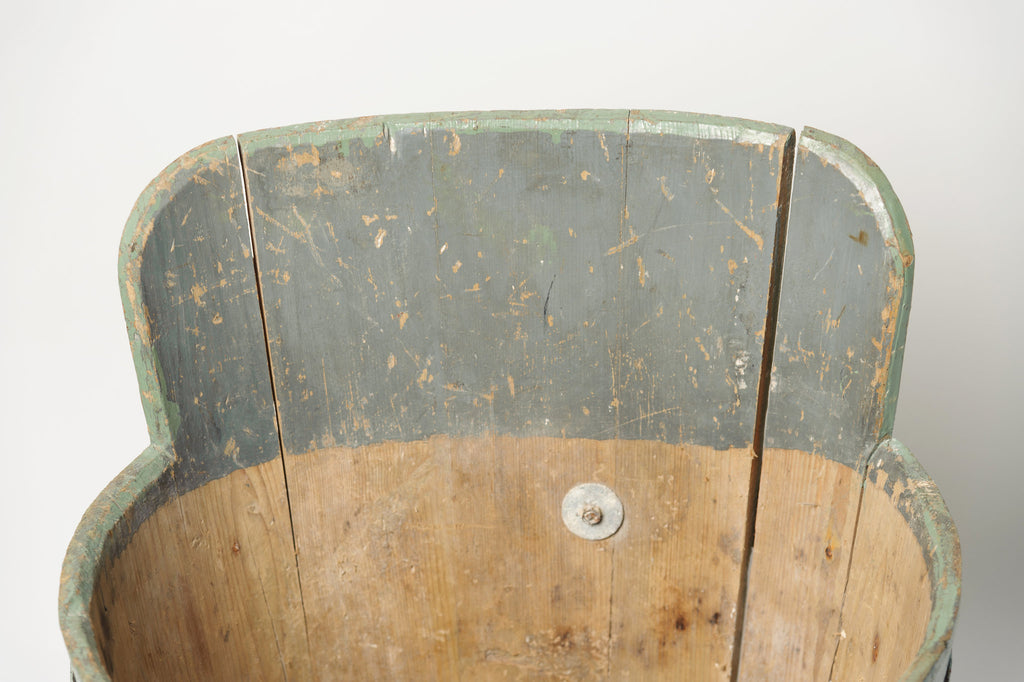 Amazing Antique French Wooden Grape Hopper with leather straps