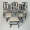 Rare Set of Six Antique Swedish Bergslags Rococo Style Dining Chairs