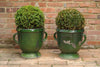 Pair Antique French Castelnaudary Green Urns