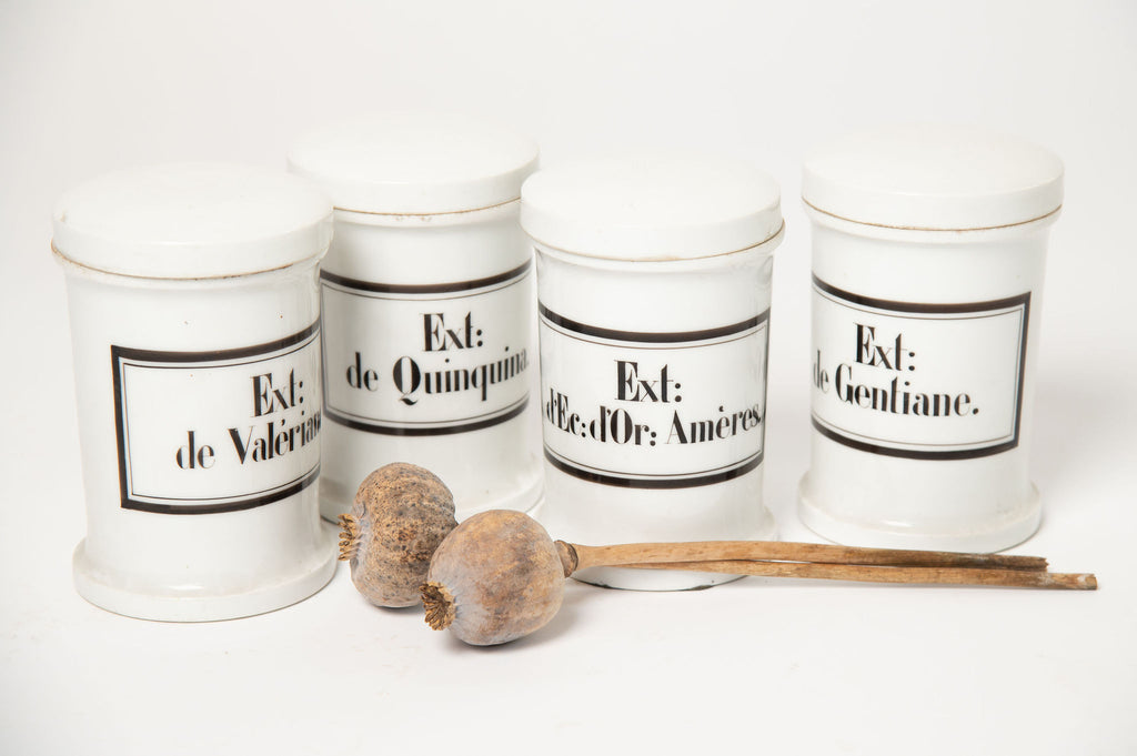 Collection of beautiful antique French apothecary lidded pots