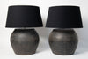 Beautiful pair Dutch black jar lamps with black shades