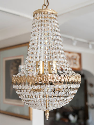 1920s Bag Chandelier with Reflective Sphere