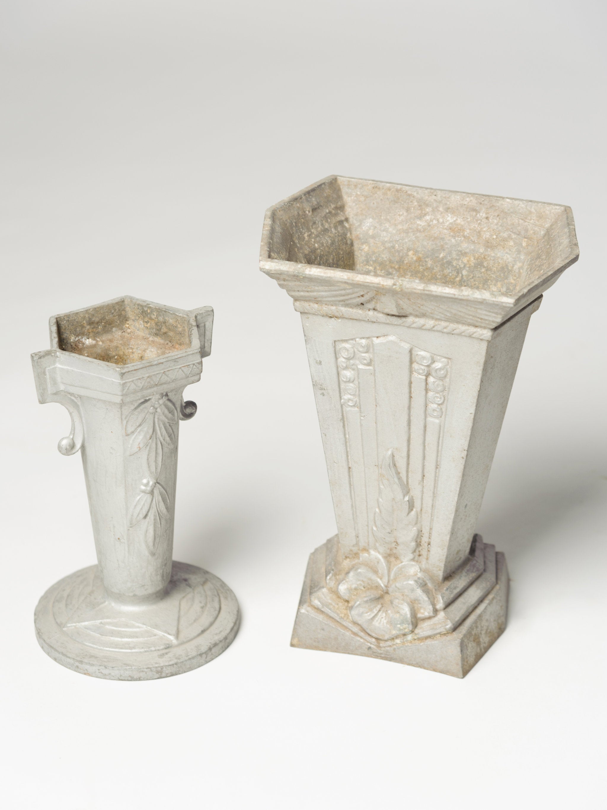Vintage French Metal Cast Vases