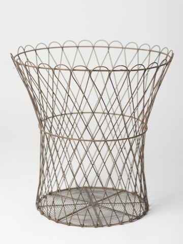 Antique French Wire Waste Paper Basket