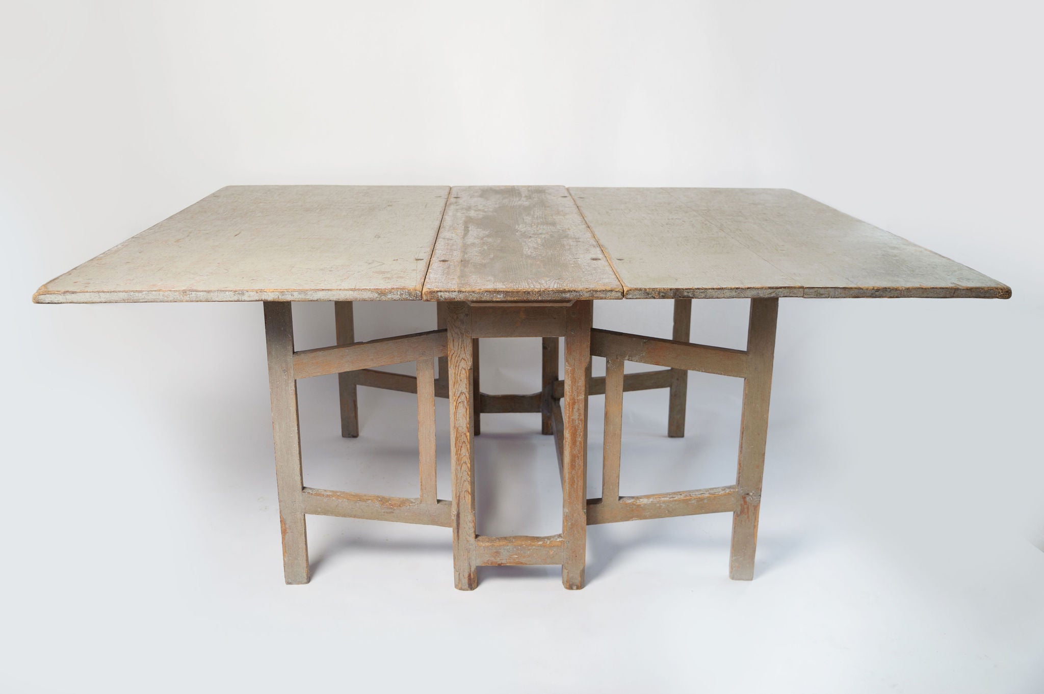 Antique Swedish Slagbord drop leaf table with original paint