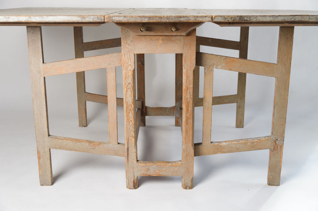Antique Swedish Slagbord drop leaf table with original paint