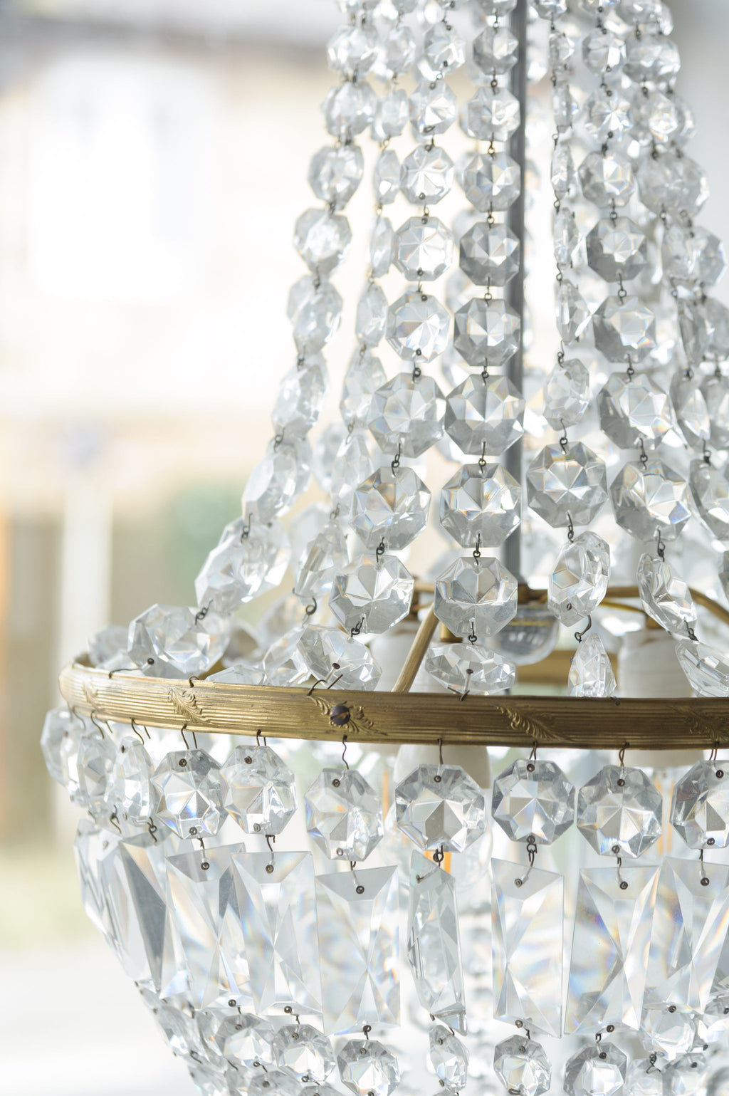 Vintage Bohemian Crystal Balloon Chandelier circa 1940