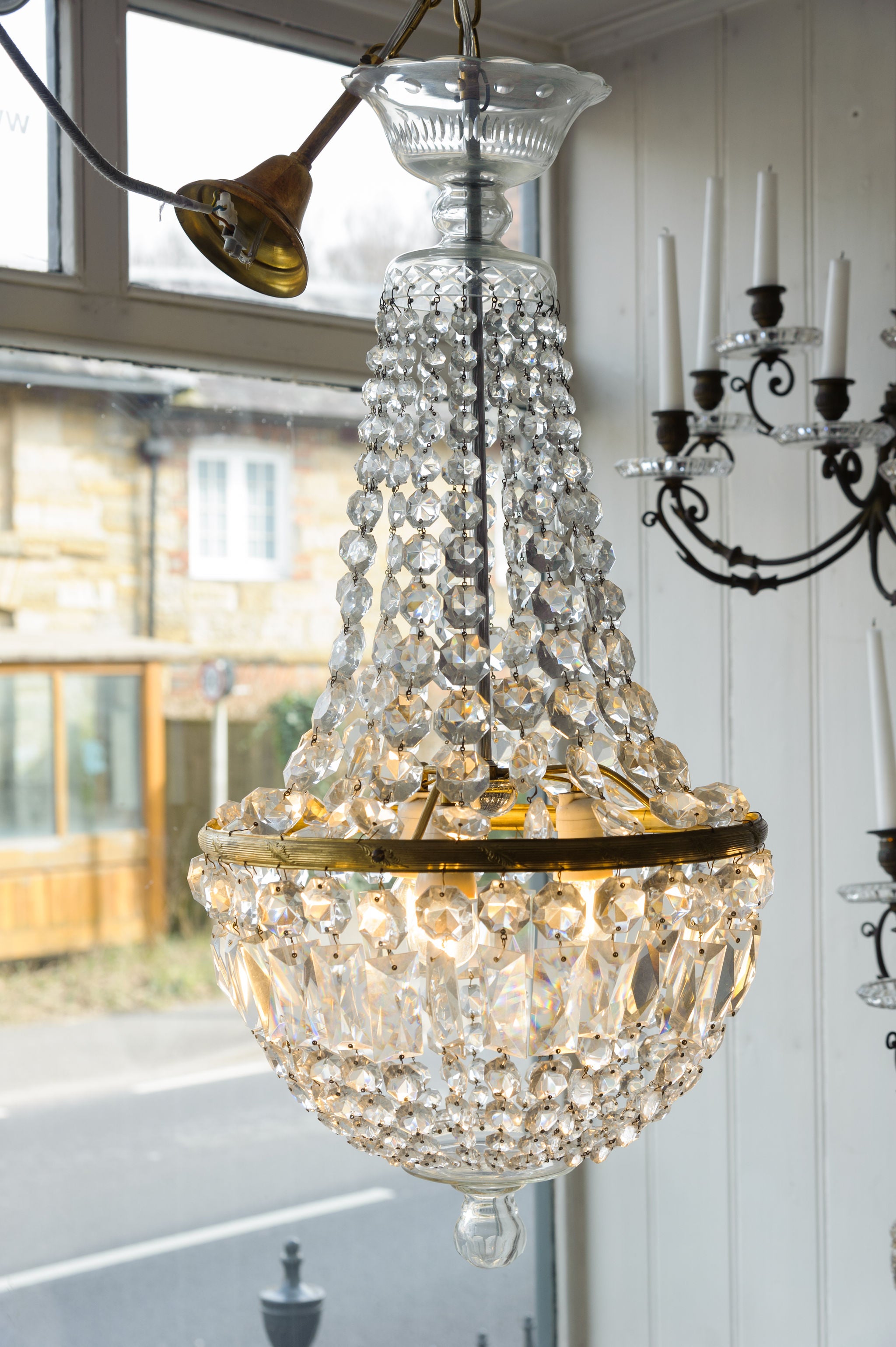 Vintage Bohemian Crystal Balloon Chandelier circa 1940