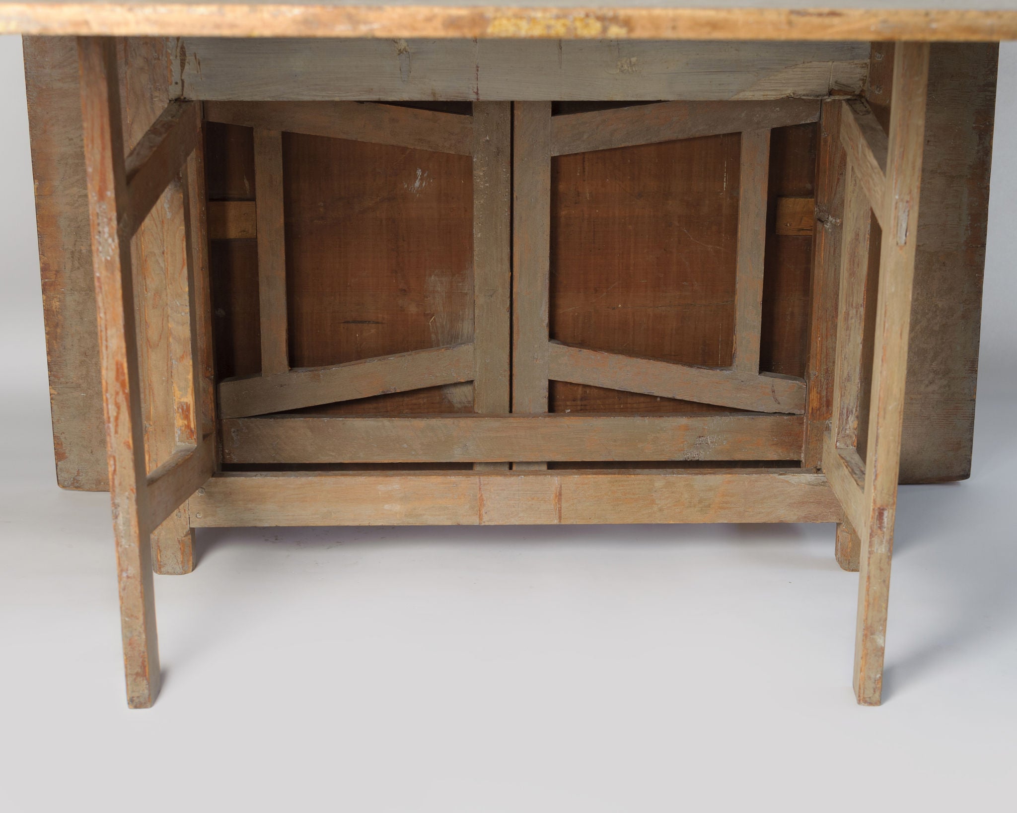 Antique Swedish Slagbord drop leaf table with original paint