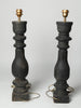 Beautiful black balustrade table lamps with natural linen shades