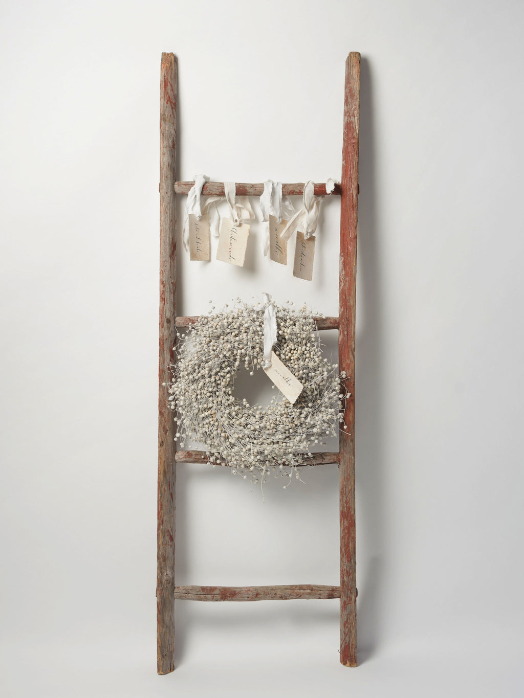 Antique Swedish Rustic Ladder with traces of red paint