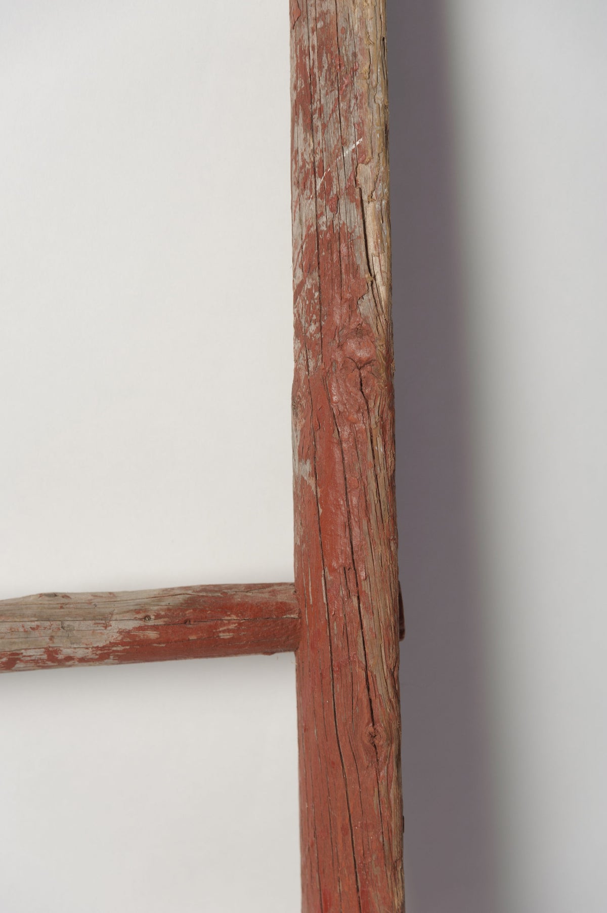 Antique Swedish Rustic Ladder with traces of red paint