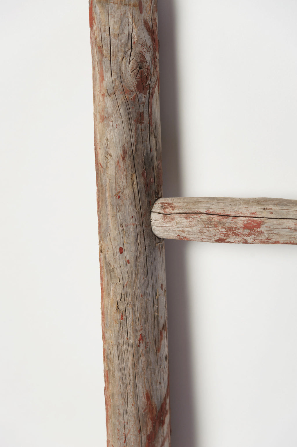 Antique Swedish Rustic Ladder with traces of red paint