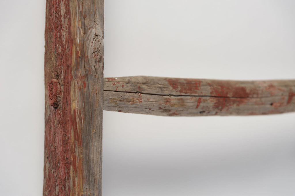 Antique Swedish Rustic Ladder with traces of red paint