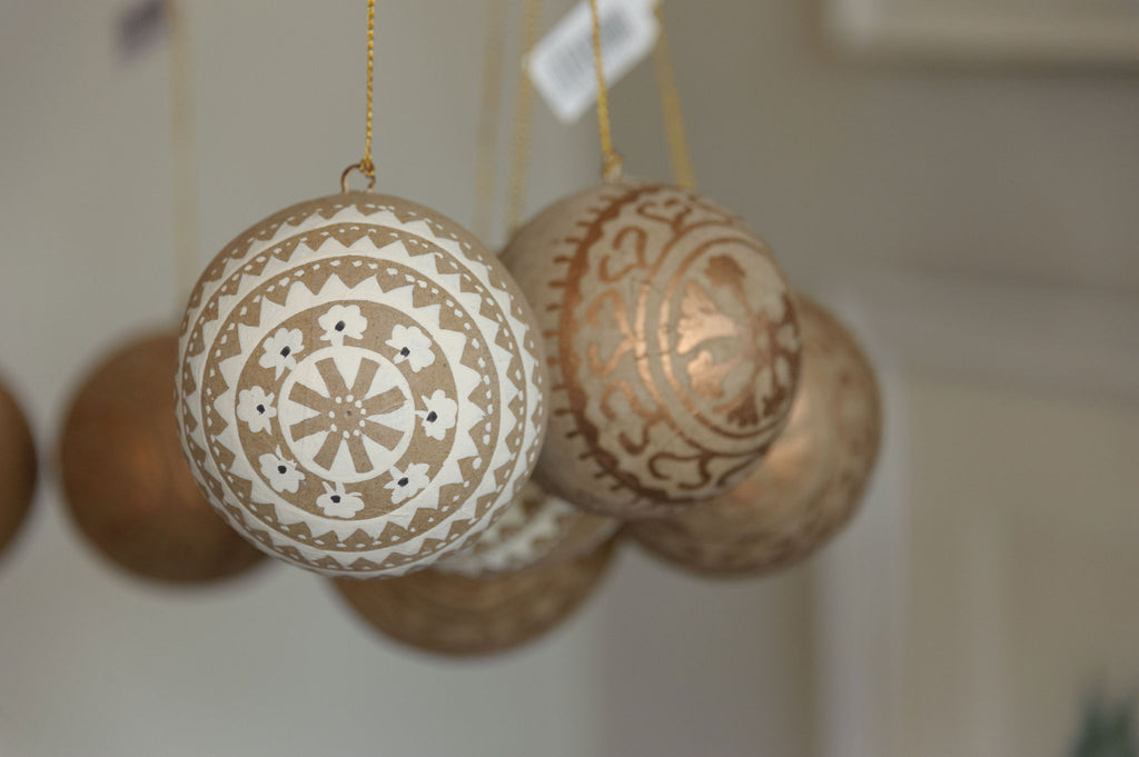 Papier mache handpainted ball