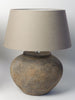 Pair Dutch terracotta jar lamps with linen shades