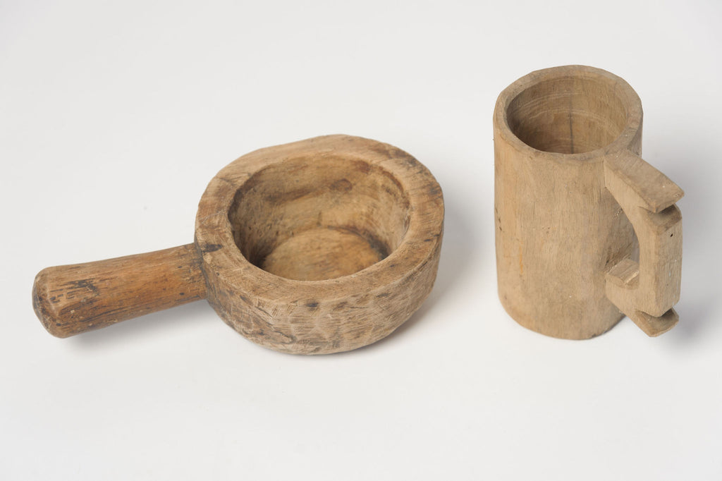 Antique Hungarian cup and wooden scoop