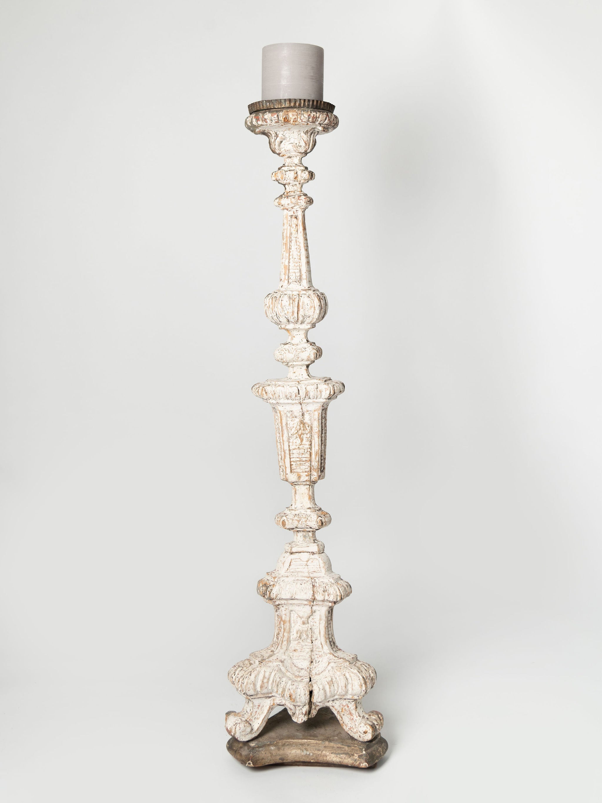 Antique French floor standing church candleholder