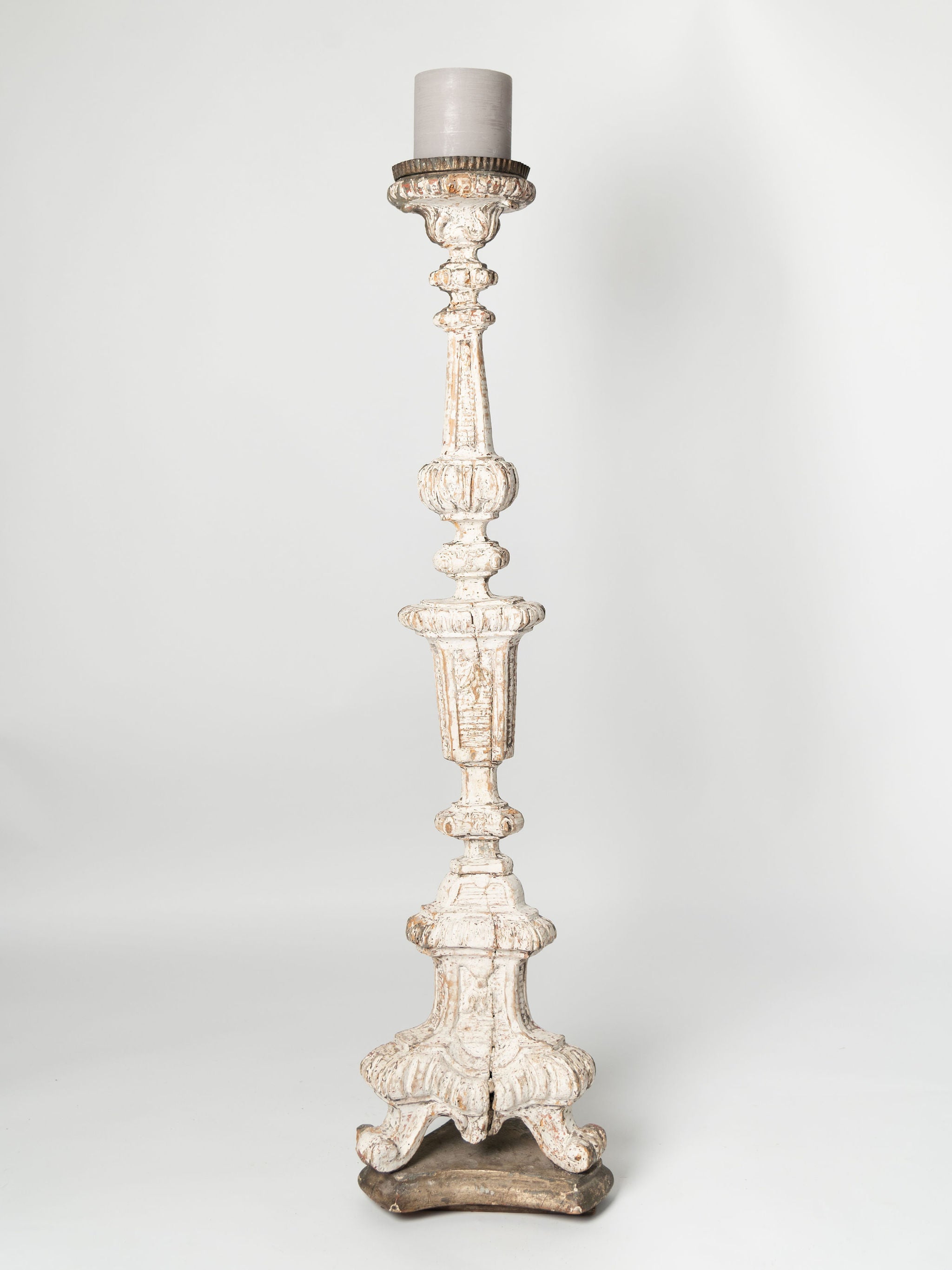 Antique French floor standing church candleholder