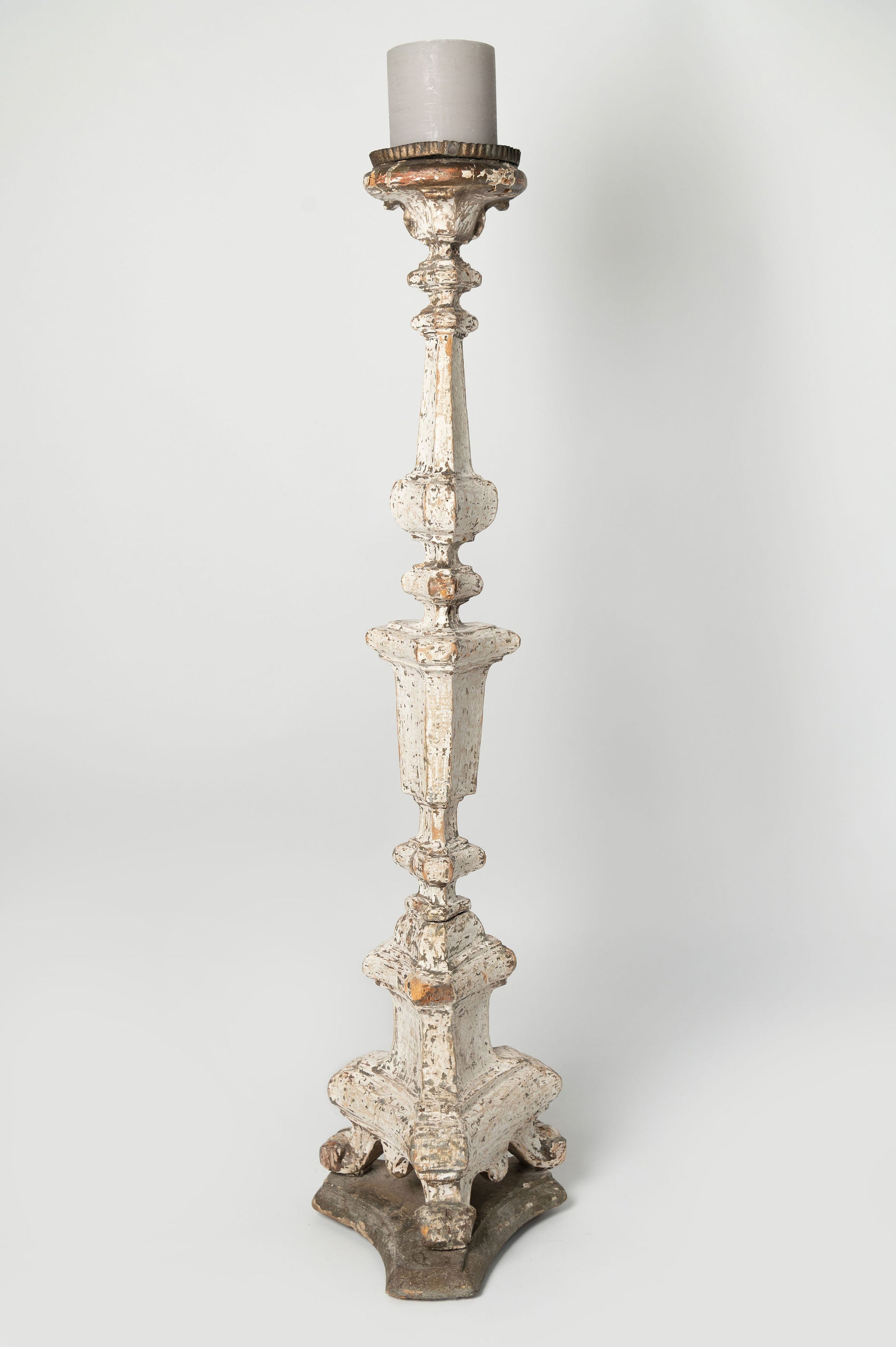 Antique French floor standing church candleholder